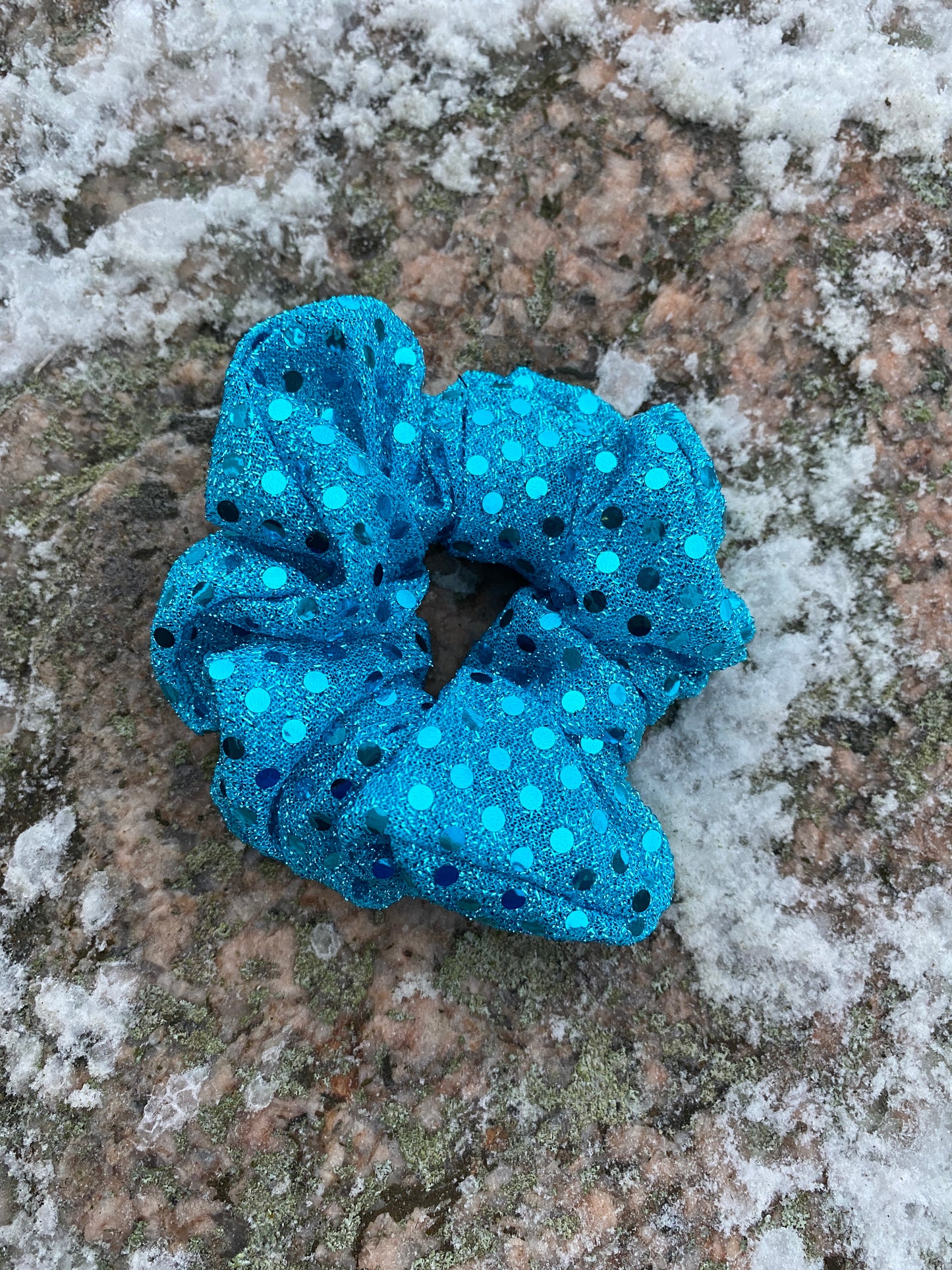 Paljetti scrunchie, turkoosi