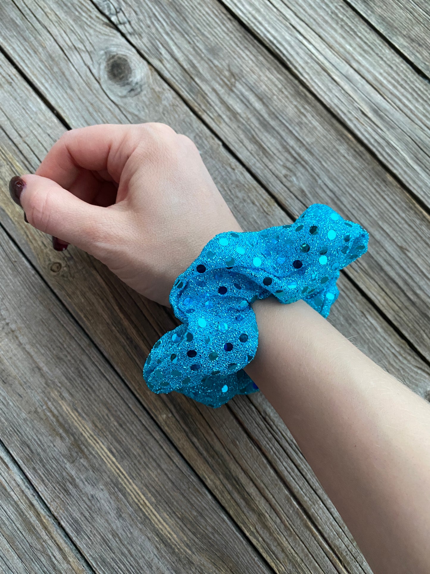 Paljetti scrunchie, turkoosi