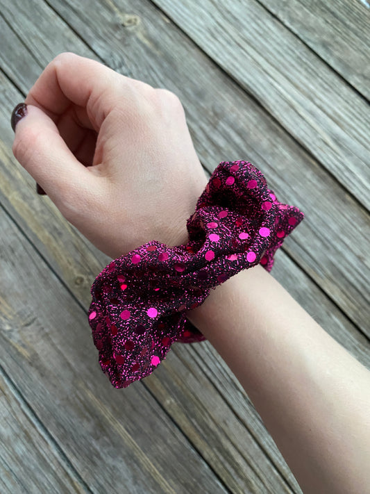 Paljetti scrunchie, pinkki